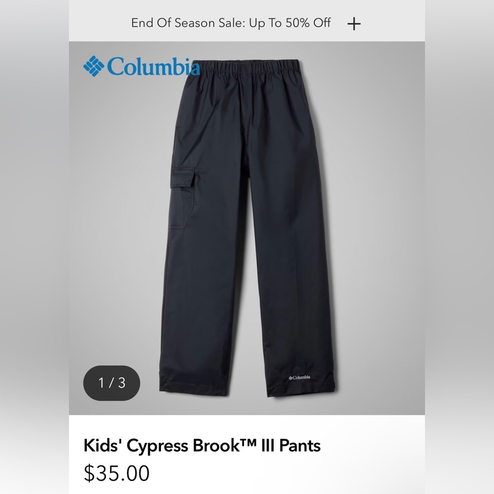 Columbia 3T Waterproof pants rain winter Cypress Brook III NEW WITH TAGS